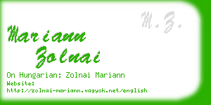mariann zolnai business card